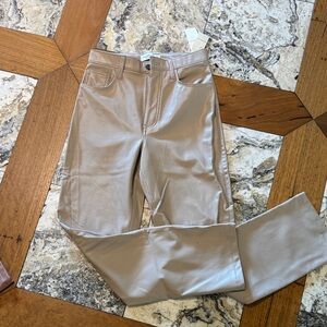 Abercrombie & Fitch Women's Vegan Leather Straight Leg Jeans